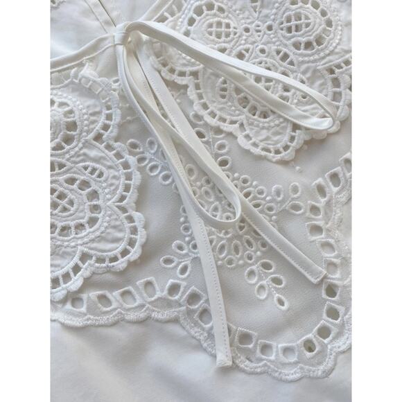 Self-Portrait WHITE COQUETTE DAISY COTTON BRODERIE ANGLAISE CUT OUT MIDI DRESS 8 - Picture 5 of 16